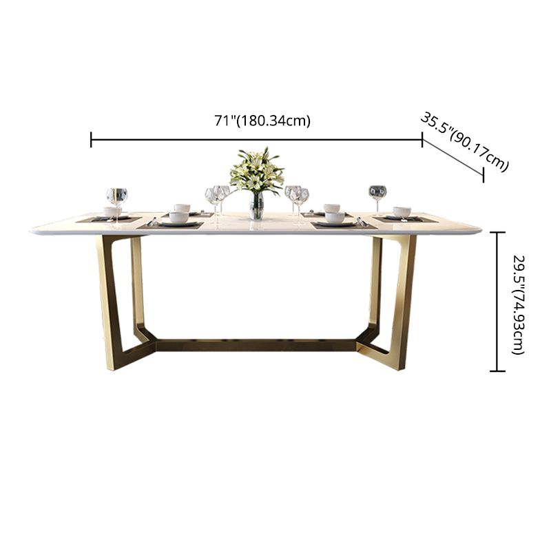 Home Scandinavian Style Sintered Stone Dining Bench Set Rectangular Dining Table with Trestle Base