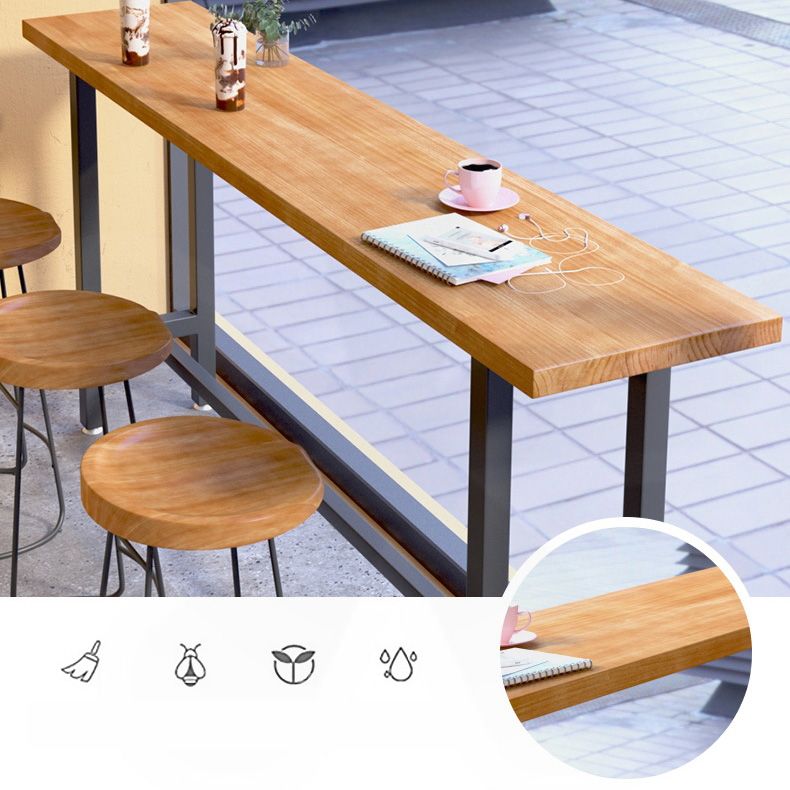 Black Metal Trestle Base Bar Table Industrial Rectangle Bar Height Table