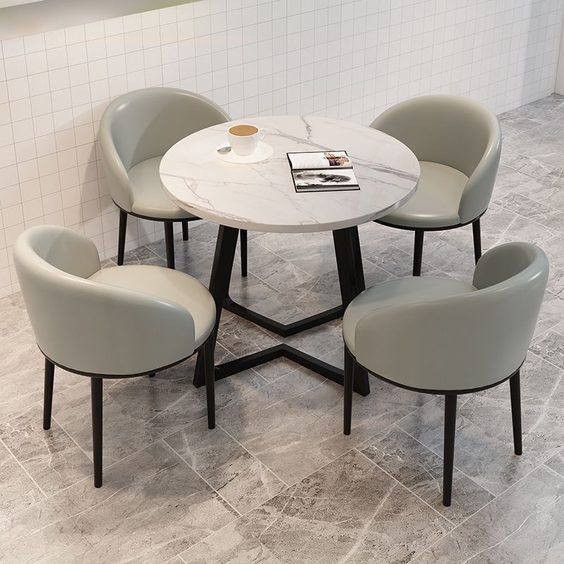 5 Piece Round Shape Contemporary Dining Room Chair and Table Set