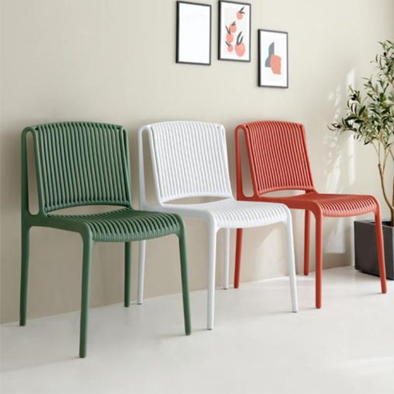 Home Indoor Armless Dining Chairs Slat Back Stacking Side Chair