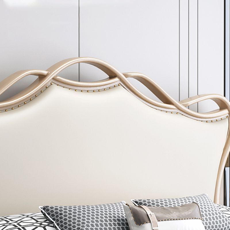 Glam Solid Wood Mattress Included with Headboard Camelback Panel Standard Bed
