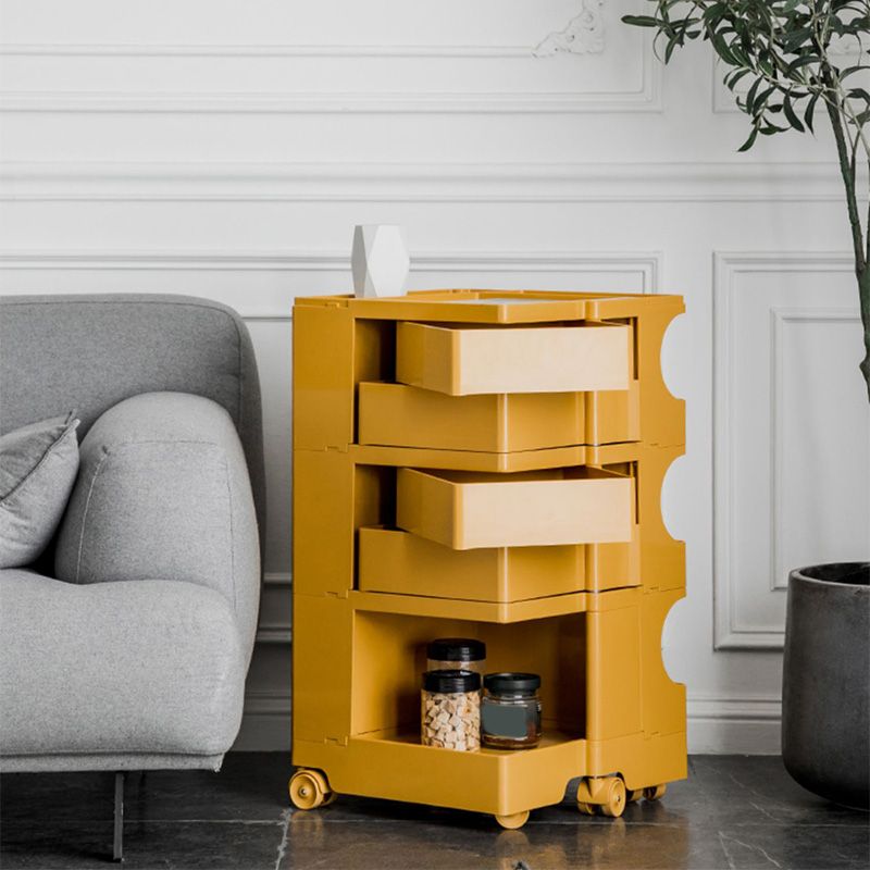 Modern Plastic/Wood 2/4-Drawer, 3/4 - Shelf Nightstand 20.9"/29.1" Tall Nightstand