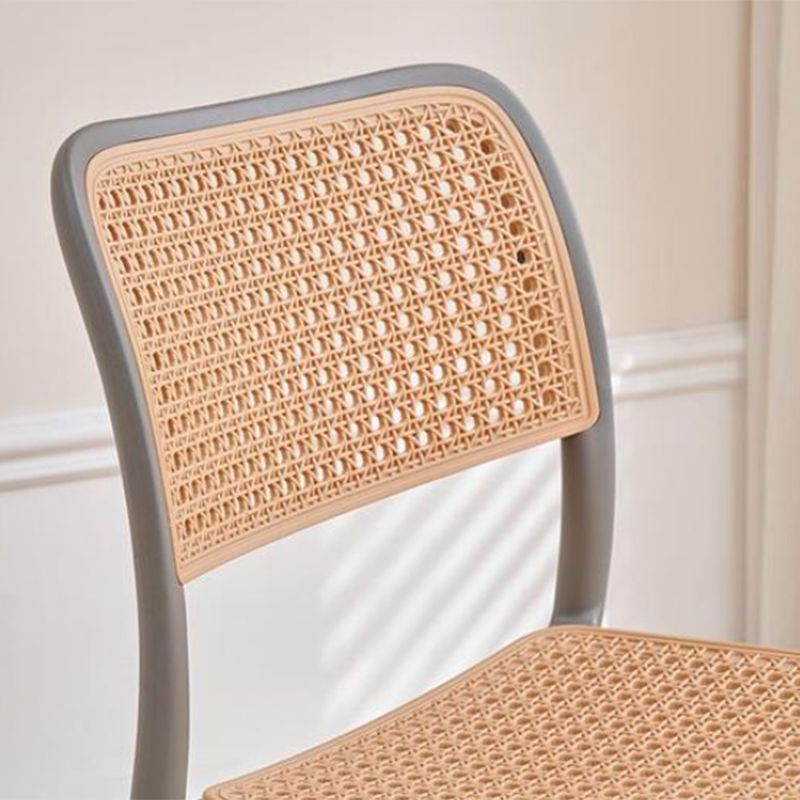 Plastic Patio Dining Side Chair Indoor Armless Open Back Chair