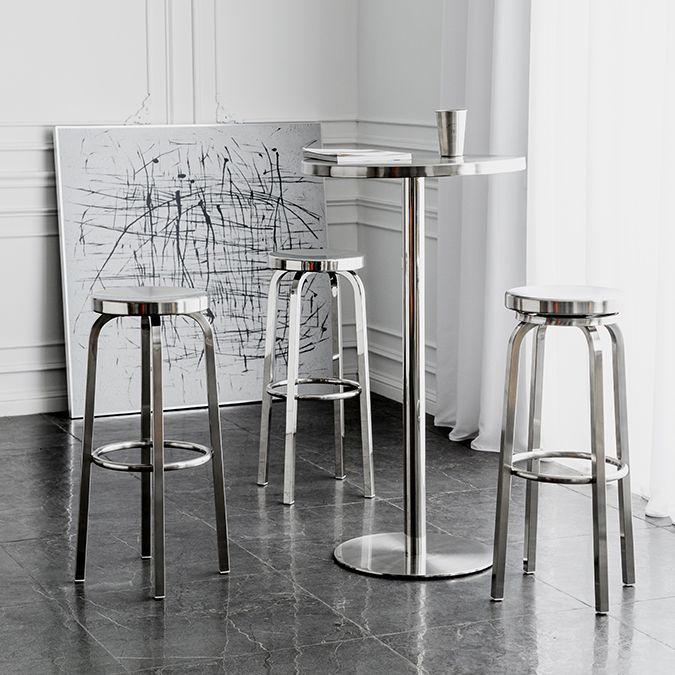 Industrial Round Bar Counter Table Metal Dining Table for Kitchen