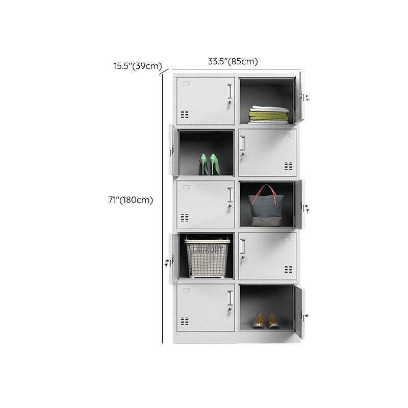 White Steel Cabinet with Hinged Doors Modern Storage Cabinet