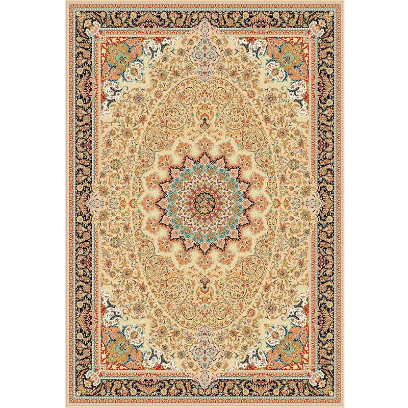 Shabby Chic Tribal Pattern Carpet Brown Polyester Area Rug Non-Slip Backing Rug for Home Decor
