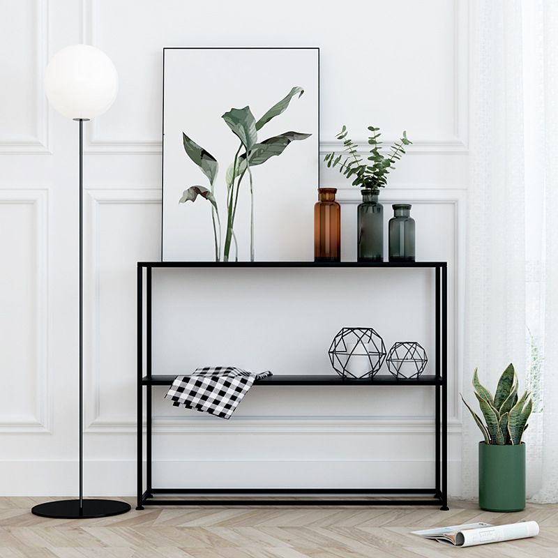 Iron Rectangle Console Table Modern Frame Base Accent Table for Hall