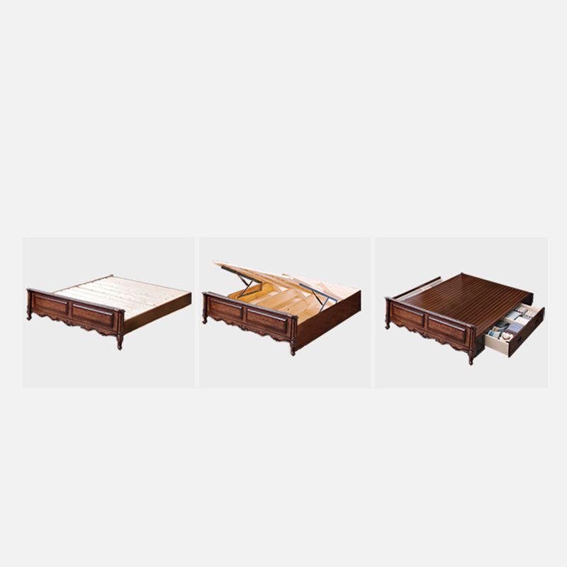 Tufted Upholstered Standard Bed Solid Wood King Bed in Brown of 72.8" H