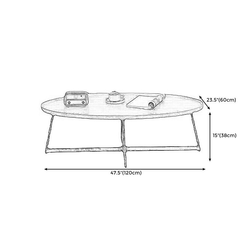 Modern Style Black Metal Base Wood-based/walnut Oval/round Table Top Side Table