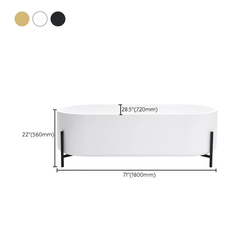 Oval Stone Soaking Bathtub Antique Finish Back to Wall Bath Tub