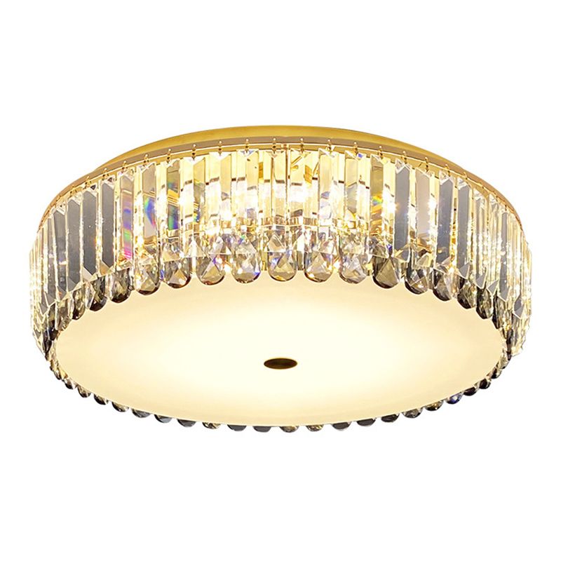 Plafonnier LED rond en cristal K9, luminaire artistique de plafond doré pour le salon