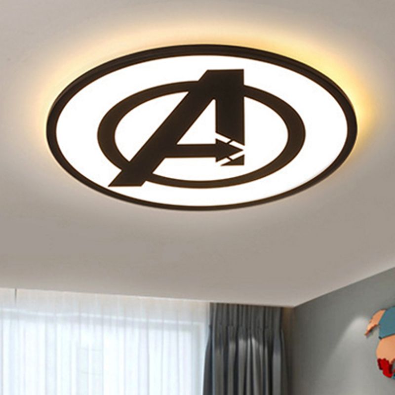 Lámpara de techo con forma de letra, lámpara empotrada acrílica de estilo moderno en negro para sala de estudio