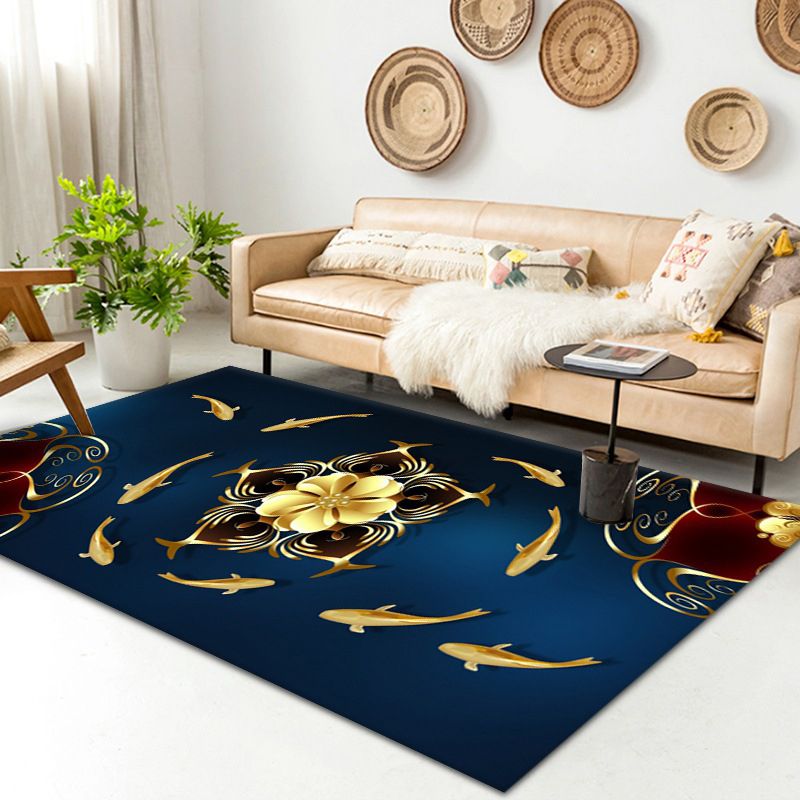Luxury Gold Rug Polyester Graphic Indoor Rug Washable Rug for Drawing Room