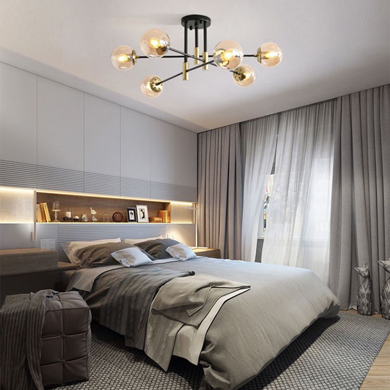 Plafonnier Globe en verre, Style créatif moderne, en fer galvanisé, montage Semi-encastré pour chambre à coucher
