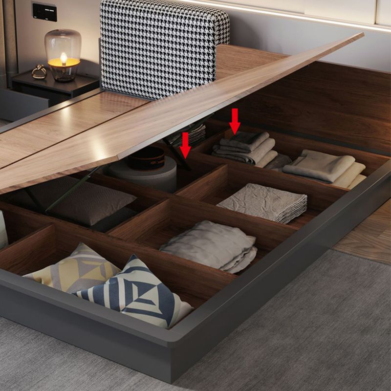 Upholstered Headboard Platform Bed Frame Lift Up Storage Platform Bed Dark Grey