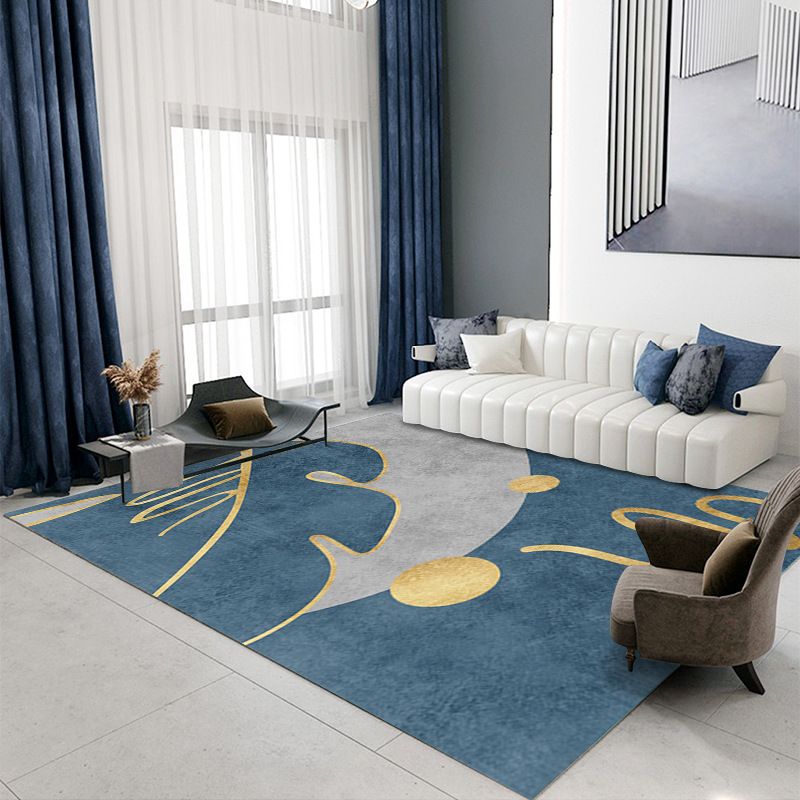 Gray Modern Rug Polyester Extravagant Rug Stain Resistant Rug for Home Decor