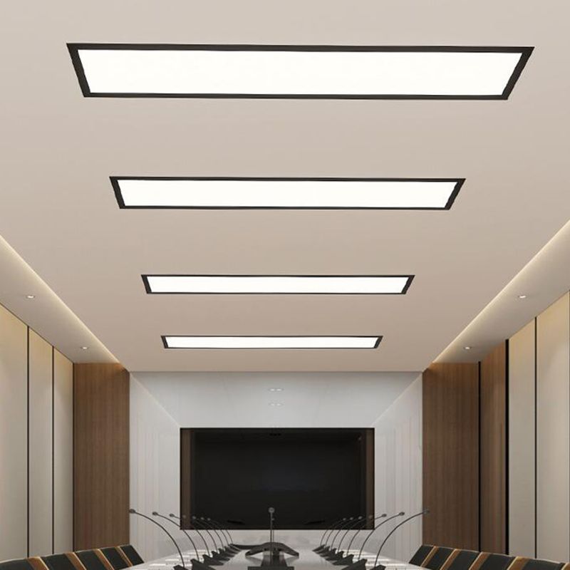 White Rectangular Flush Mount Recessed Lighting Minimalist LED Acrylic Ceiling Lamp for Office