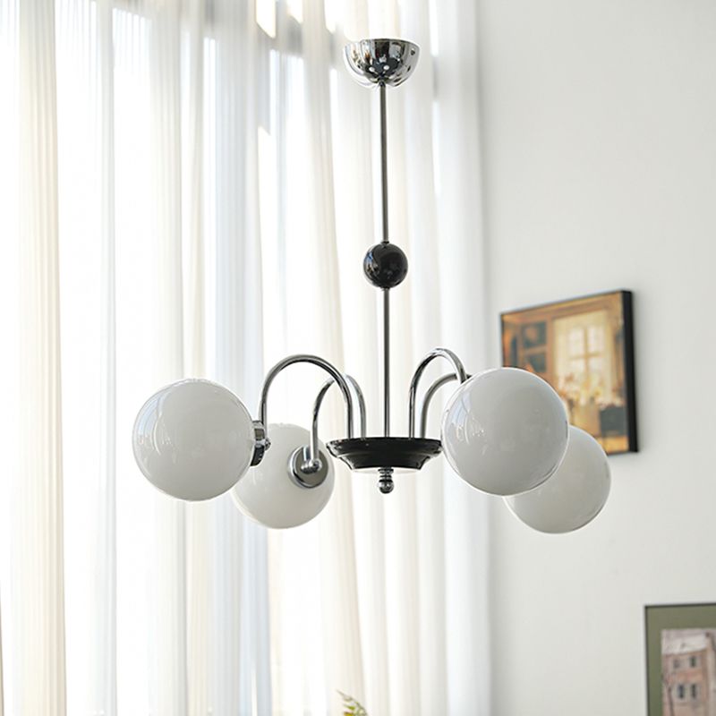 Luci a sospensione sferica Moderna luce a sospensione con soffitto in vetro bianco per camera da letto