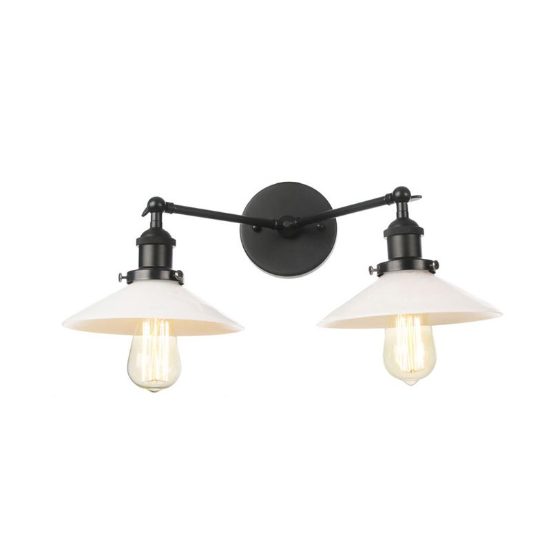 2 lichten wandhangende licht vintage kegel opaal glazen sconce verlichtingsarmatuur in brons/koper/messing
