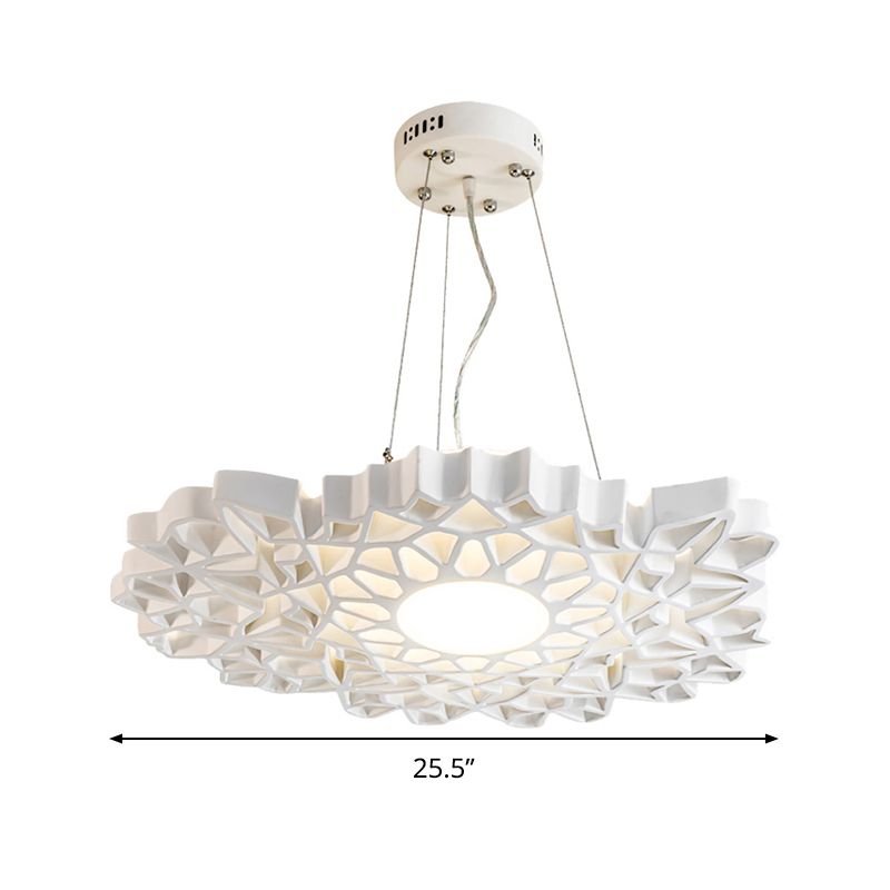 Lámpara colgante de panal resina contemporánea 1 cabeza blanca techo colgante luz