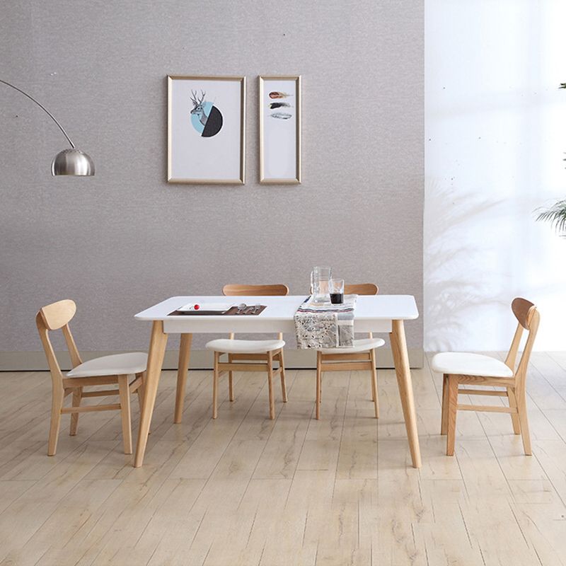 Rectangle 4 Legs Dining Table Modern Ash Wood Base Table for Kitchen