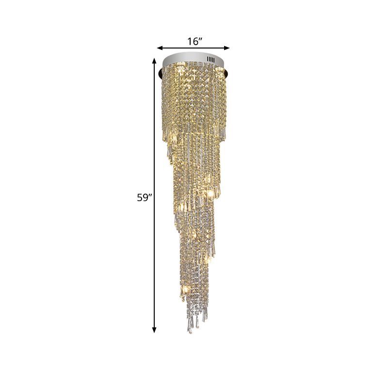 Contemporary Raindrop Pendant Light 12-Head Crystal LED Multi Ceiling Lamp in Silver