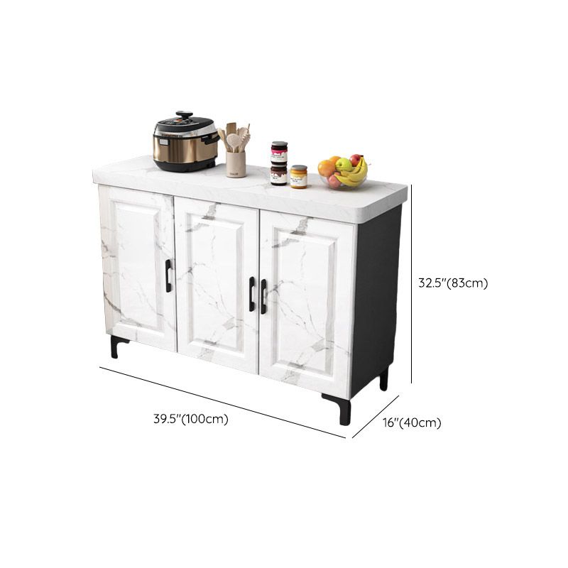 Dining Room Kitchen Island Marble Modern Prep Table with Storage Cabinet