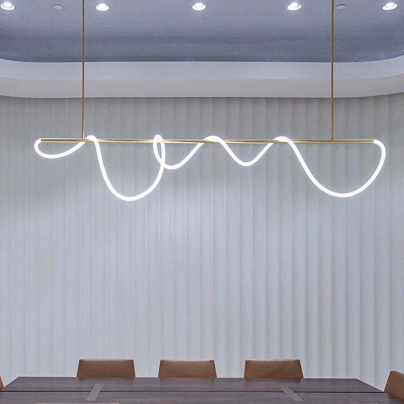 Lámpara colgante de restaurantes de 1 luz de la isla lineal moderna con sombra de gel de sílice