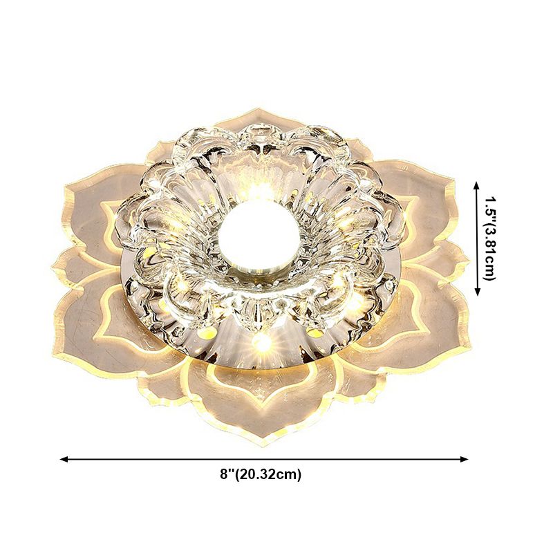 Lámpara de techo empotrada en forma de flor de estilo contemporáneo con orificio de cristal de 2-3,5 pulgadas de diámetro