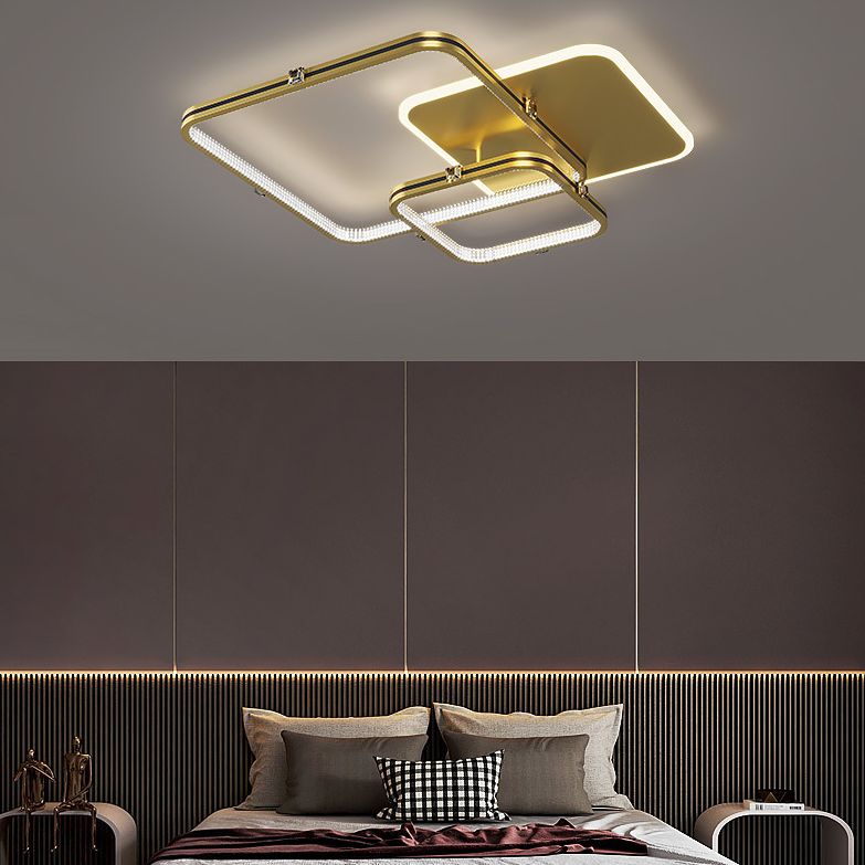 Quadrierte Deckenleuchte Moderne Stil Acryl LED-Schlafzimmer Deckenbündige Halterung in Schwarz