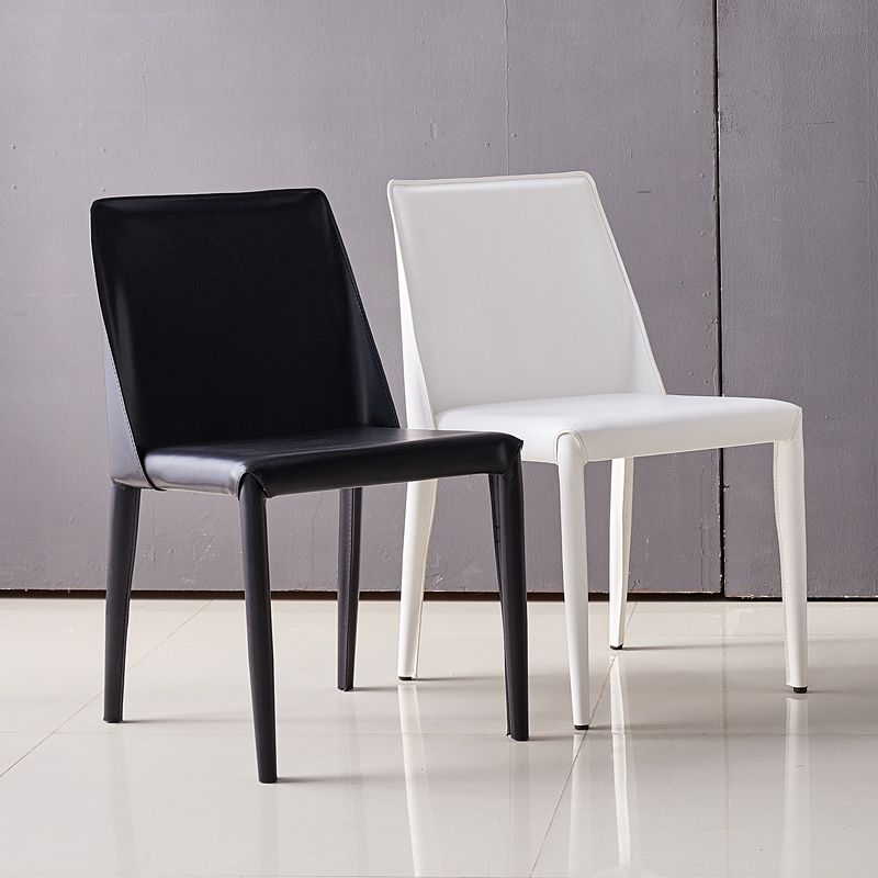 Minimalist Design Leather Dining Chair for Home Solid Back Chair