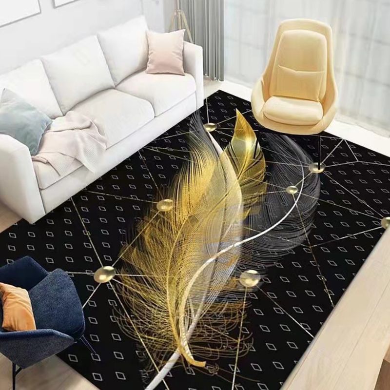 Gray Feather Carpet Polyester Modern Carpet Non-Slip Backing Carpet for Home Decor