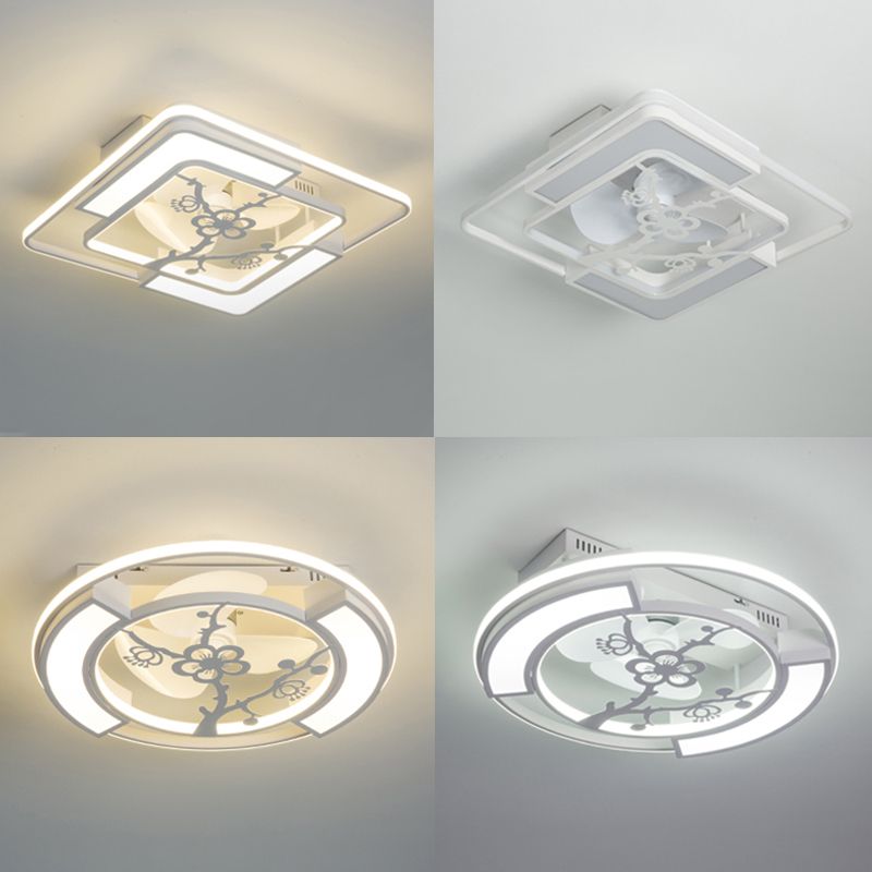 Weiße geometrische Deckenlüftungslampe moderne Acryl -LED -Halbblütenmontage Licht für Wohnzimmer