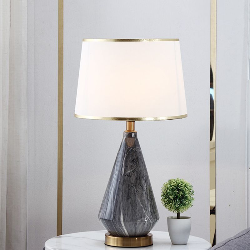 1 Head Study Task Lamp Modernist Black Reading Book Light with Flared Fabric Shade