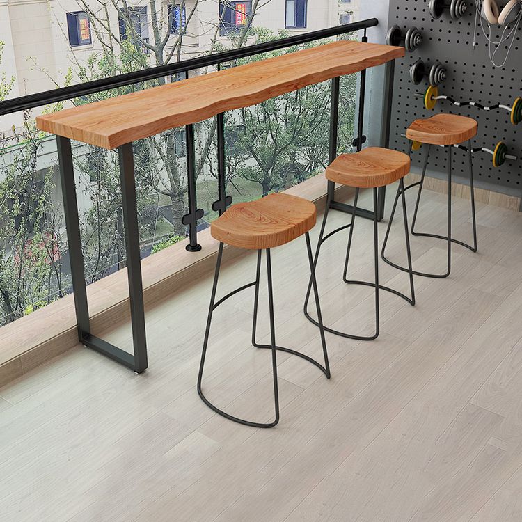Modern 1/4 Pieces Bar Table Set Rectangle Pine Wood Counter Table with Stools for Balcony