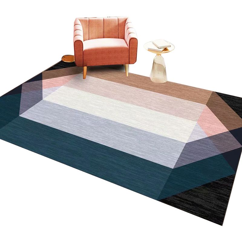 Dark Green Modern Rug Polyester Color Lump Rug Stain Resistant Rug for Living Room