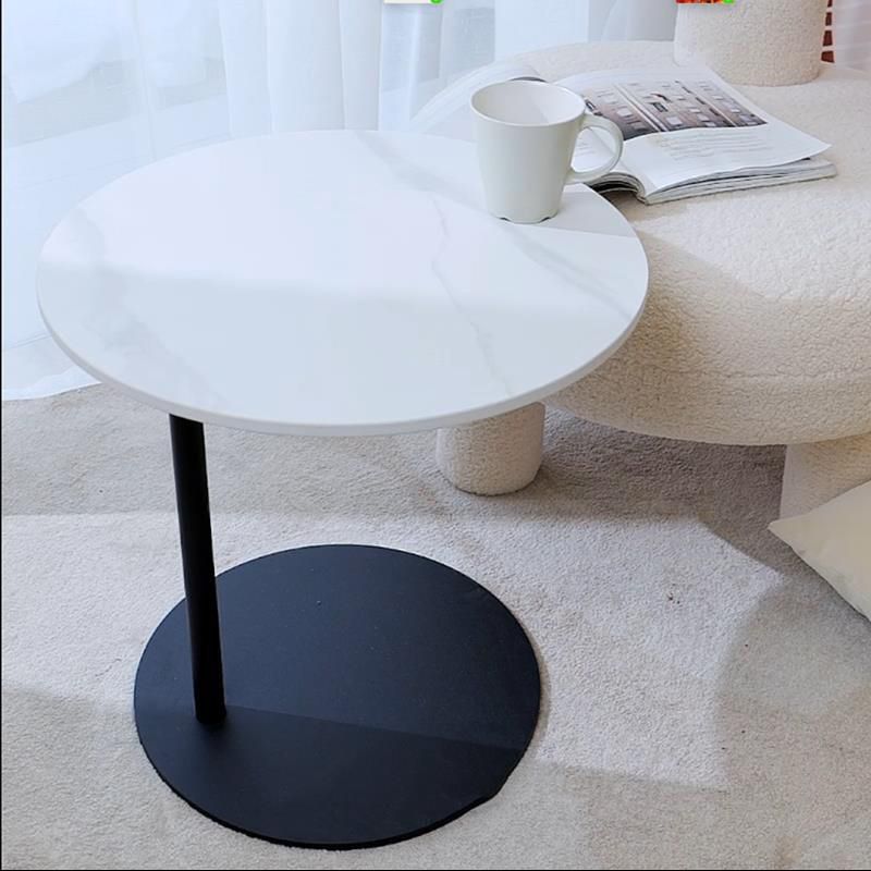 Modern Round Stone Pedestal Sofa Side Accent Table - Dia 19.69"