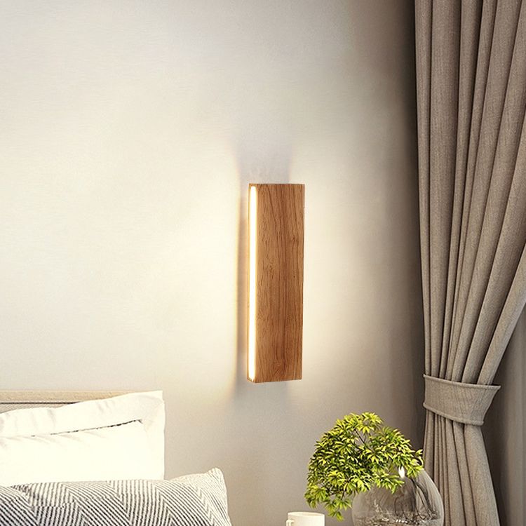 Rectangle Wall Mounted Lamp Modern Simplicity Wood Wall Mount Lamp for Living Room