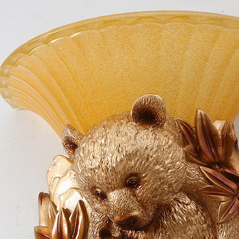 Resin Bear Mom and Baby Sconce Light Vintage 1-Light Golden Wall Mount Lighting Ideas