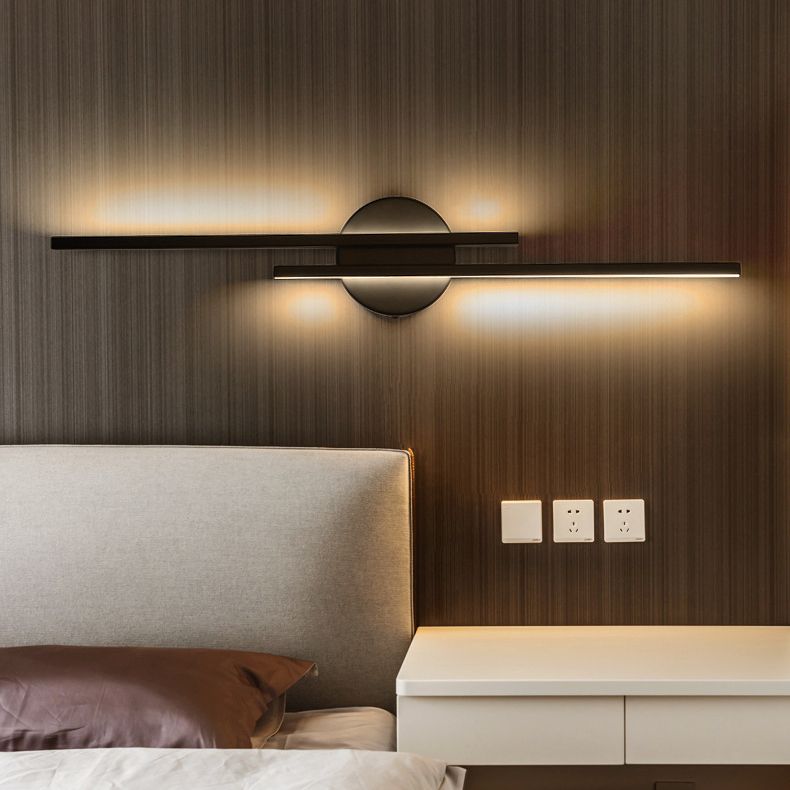 Modern Minimalist Style Linear Sconce Light Fixtures Metal 2 Lights Wall Lighting