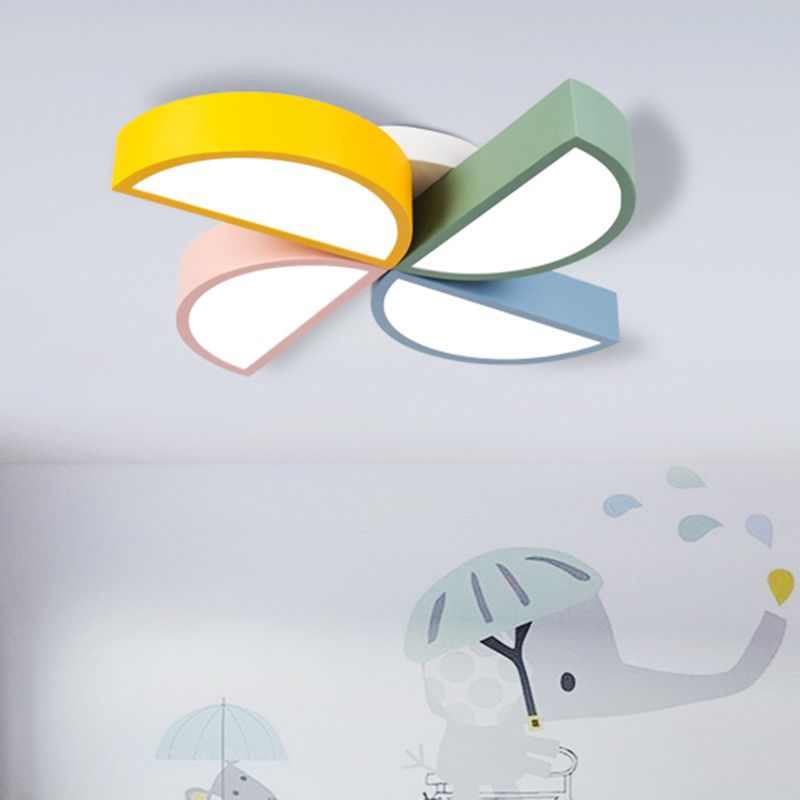Metal Toy Windmill Ceiling Light Nursing Room Cartoon Multi-Color Flush Ceiling Light