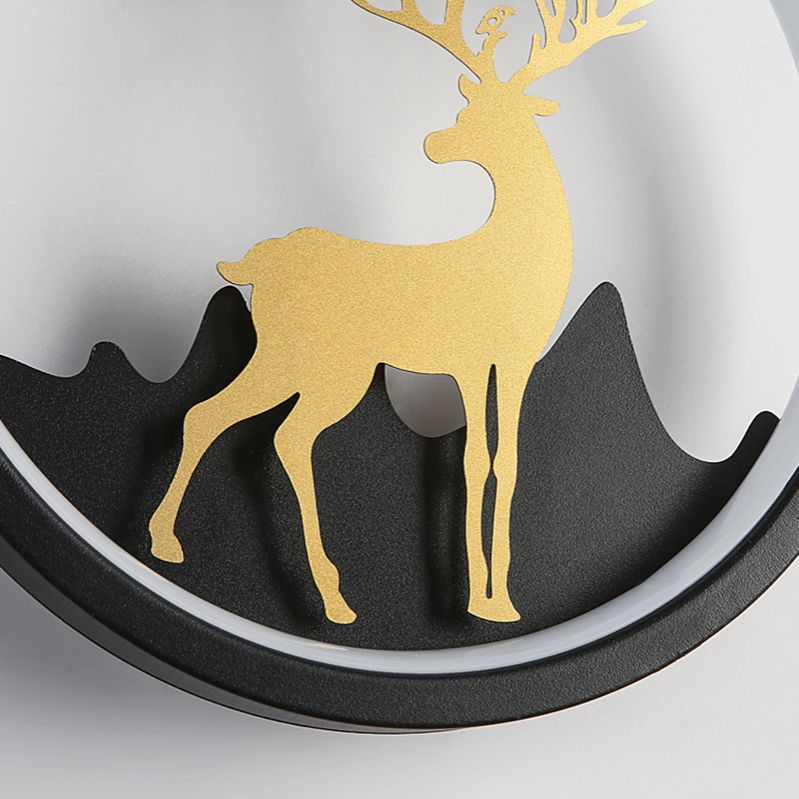 Forma de pared de metal de forma de ciervo estilo moderno de 1 luces de pared de pared.