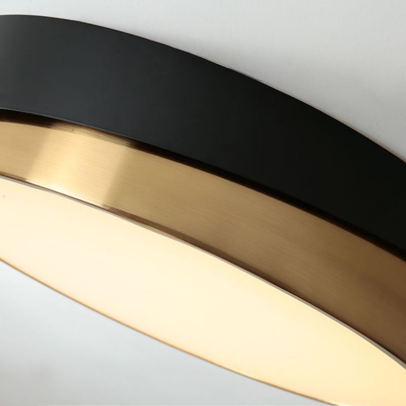 Lámpara empotrada moderna en negro y dorado, círculo, 1 luz, montaje empotrado en techo para dormitorio