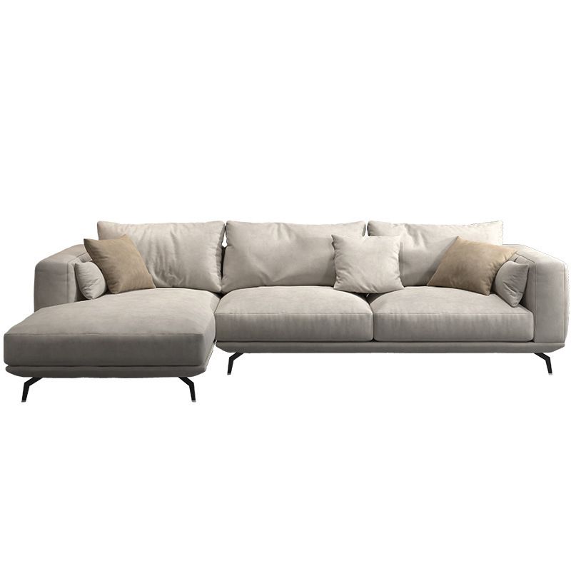 White Faux Leather Sofa & Chaise Loose Back Cushions Sofa - 25.59" H