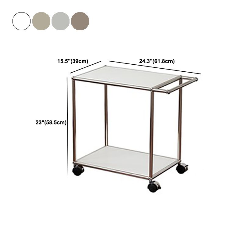 Medieval Modern Style Rectangular Metal/glass Table Wheel Base Side Table