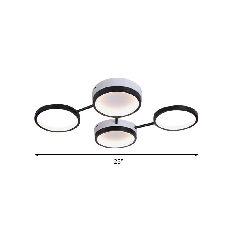 Black Molecular LED Flush Light Nordic Acrylic 4/5 Light Living Room Ceiling Lamp in Warm/White Light