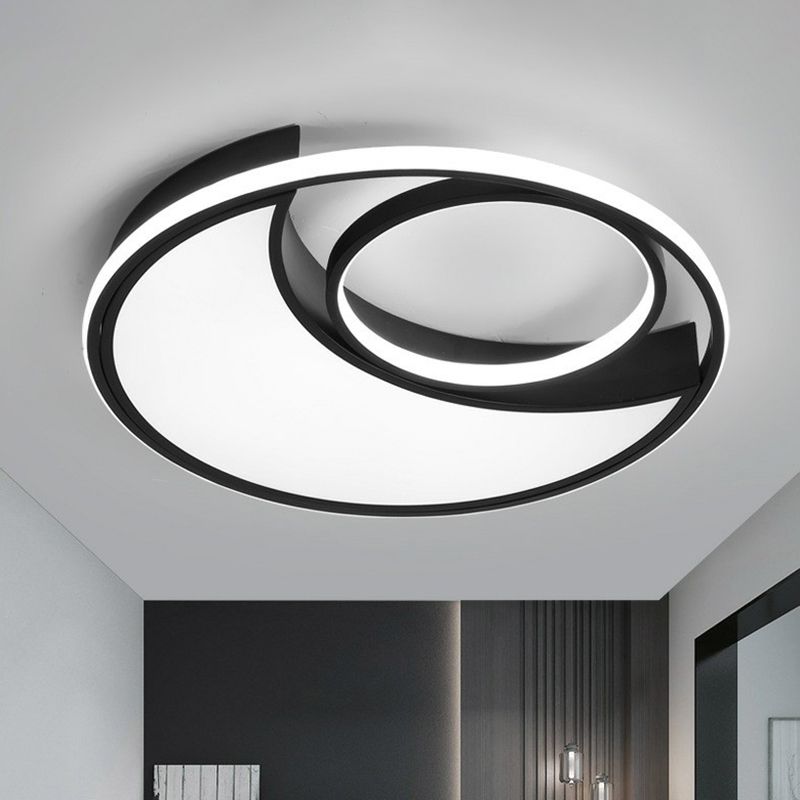 Crescent Bedroom LED Flush Mount Light Acrylic Simplicity Flush Mount Ceiling Light in Black
