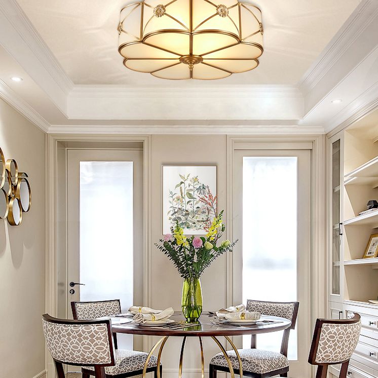 Verre Laiton Près du Plafonnier Clover Plafonnier Traditionnel Encastré