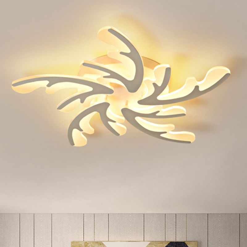 Nordic Antler LED Flush Mount Lighting Acrylic Bedroom Ceiling Mounted Light in White