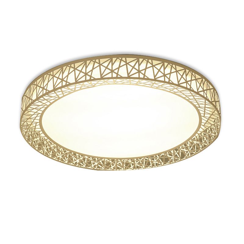 1-Light Round Flush Ceiling Light Fixture Modern Style Metal Led Flush Mount in White